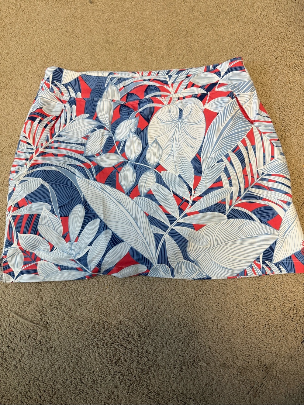 Tommy Bahama Tropical Leaf Waistband Skirt - Blue, White & Red